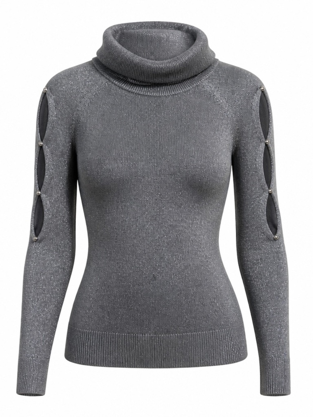 Joseph A Charcoal Sparkle Cowl Neck Sweater